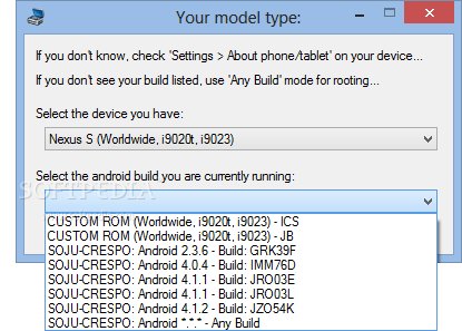 Select Nexus device and ROM